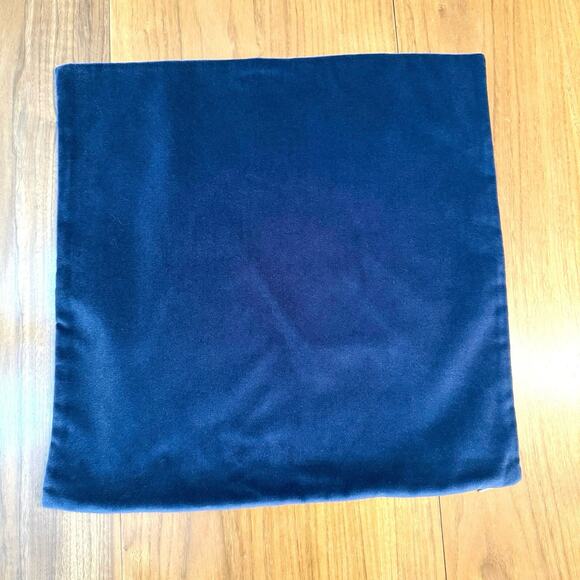 Pottery Barn Blue Velvet Pillow Cover Zip 18” Square Cotton Linen Solid NWOT - Picture 3 of 10